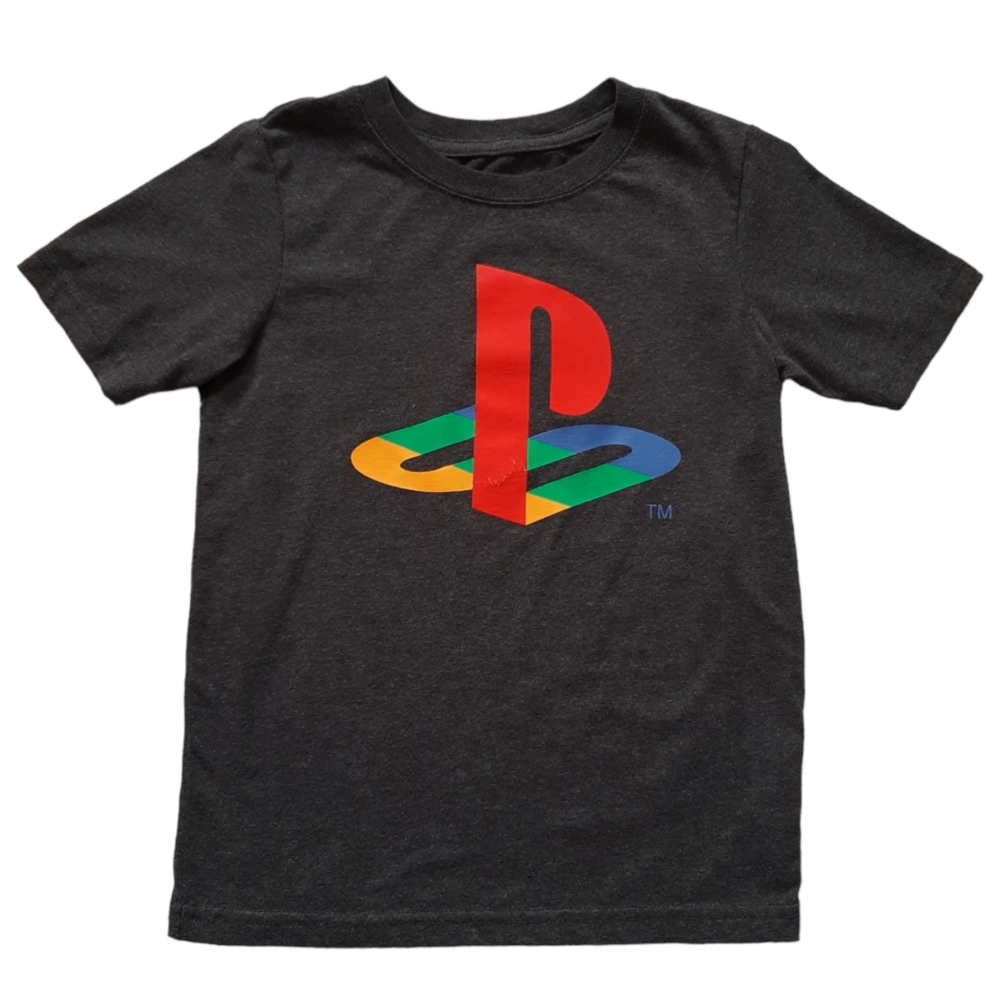 Sony Playstation Boys sz 6 Dark Gray Classic Logo Short-Sleeve T-Shirt